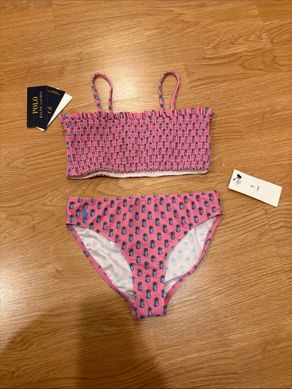Polo by Ralph Lauren Pink Girls Pineapple Print Bikini Set
